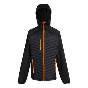 Regatta Mens Navigate Quilted Hybrid Jacket / Black/Orange Pop
